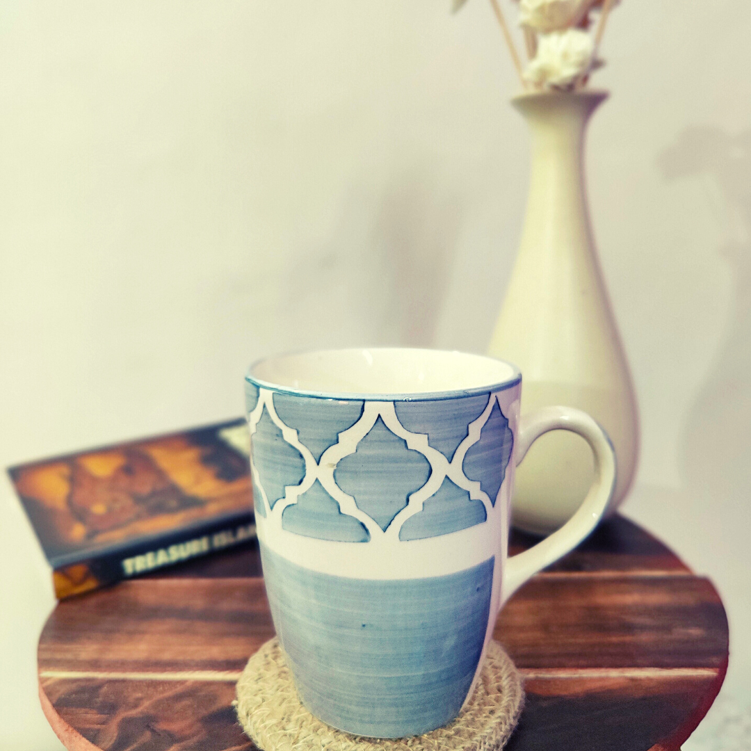 Microwave safe Ceramic Hand Crafted and hand Painted Ceramic Coffee Mug (Grey) Suitable for Coffee, Tea, Juice, and other beverages (250ml) Set of 1